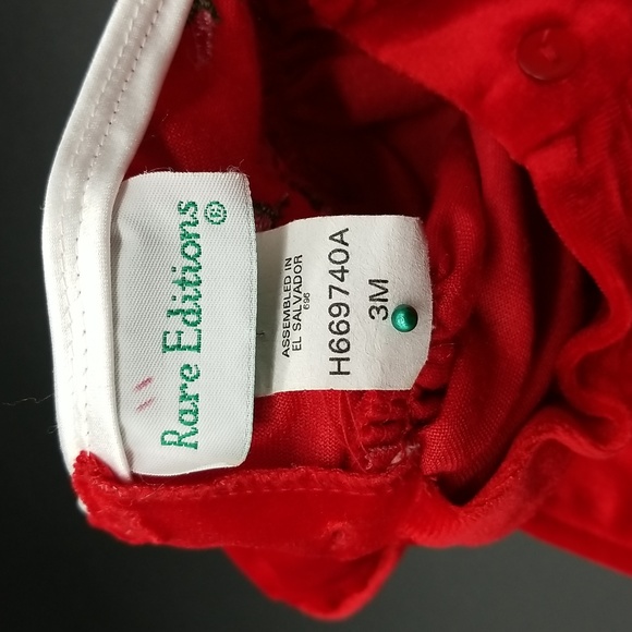 Rare Editions Red Velvety 3 Months Baby Dress - Picture 4 of 8